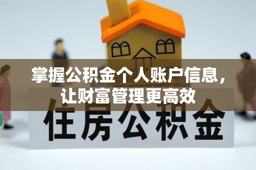 雄安新区掌握公积金个人账户信息，让财富管理更高效