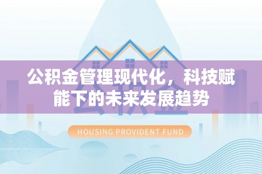 雄安新区公积金管理现代化，科技赋能下的未来发展趋势